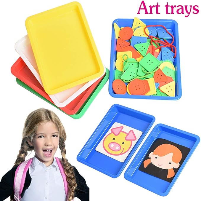 10 Pack Plastic Art Trays for Adult Crafts, Large Multicolor Activity Trays for DIY Projects, Painting, Beading, Jewelry Making, Resin & Workspace Organization
