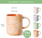 MONITO 17 OZ Coffee Mugs Set of 4, Ceramic Modern Coffee Mugs Set with handle for Tea/Latte/Milk/Cocoa.