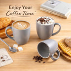 GBhome 16oz Coffee Mugs Set of 6, Large Ceramic Coffee Mugs for Man, Woman, Dad, Mom, Modern Coffee Mugs Set with handle for Tea/Latte/Cappuccino/Milk/Cocoa. Dishwasher&Microwave Safe,Matte Grey