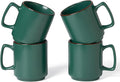 famiware Coffee Mugs Set of 4, Nebula 14oz Coffee Mugs, Ceramic Cup Set with Handle for Latte, Tea, Milk, Cappuccino, Cocoa, Dark Green