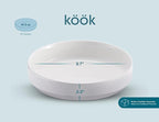 KooK Pasta Bowl, Bowl Plate, Low Bowl, Plate Bowls, Ceramic Large Shallow Bowls, Microwave and Dishwasher Safe, Great for Soups and Salads, Glossy Porcelain, 47 oz, Set of 4, White