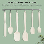 NileHome Silicone Spatula Set, 6 Pieces Food Grade Kitchen Utensils with Silicone Brush Heat Resistant Dishwasher Safe BPA-Free Rubber Spatula for Scraping, Baking, Cooking, Mixing-Ivory