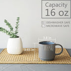 Bosmarlin Stackable Ceramic Coffee Mug Set of 4, 16 Oz, Coffee Cups, Microwave Safe, Unique Reactive Glaze (Light Purple Grey, 16 Oz)