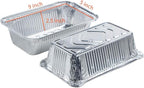Webake Large Aluminum Foil Tin Pans 9 x 5 inch Disposable Aluminum Foil Take-out Containers 3 Lb Foil Bread Pan Loaf Pans Baking Pans For Cake Toast - Pack of 30 with Lids