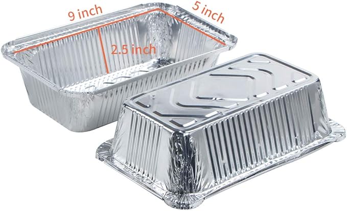 Webake Large Aluminum Foil Tin Pans 9 x 5 inch Disposable Aluminum Foil Take-out Containers 3 Lb Foil Bread Pan Loaf Pans Baking Pans For Cake Toast - Pack of 30 with Lids