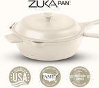 ZUKA 10 in 1 Ceramic Pan by Granitestone, Large 10 Inch Saute Pan with Lid Serves as Deep Frying Pan Set with Steamer, Everyday Skillet, Non Toxic Ceramic Nonstick, Induction Oven & Dishwasher Safe