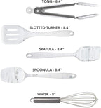 COOK WITH COLOR Silicone Cooking Utensils, Kitchen Utensil Set, Easy to Clean Silicone Kitchen Utensils, Cooking Utensils for Nonstick Cookware, Kitchen Gadgets Set, Mini, Marble White