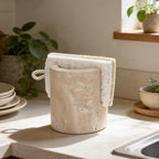 Natural Travertine Sponge Holder for Kitchen Sink Counter w A Plant-Based Kitchen Sponge, Fast Drying, Durable, Compact, Wabi-Sabi & Unique Sponge Caddy, Sink Organizer, Beige Travertine Decor