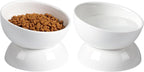 ABRUTY Cat Water Bowl, 16 OZ Ceramic Elevated Cat Bowls, 15° Tilted and Raised Pet Food Dish, Anti Vomiting Protect Pets' Spines and Whisker Fatigue