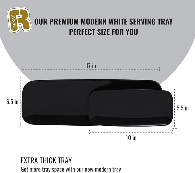 4 Pack Black Plastic Serving Tray for Party - Black Serving Tray 10 by 5.5 Inch - Dessert Trays for Food - Party Serving Trays for Entertaining - Premium Party Trays - Black Serving Platters