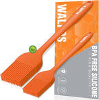 Walfos 600℉ Heat Resistasnt Pastry Brushes, BPA Free Silicone Basting Brush for Cooking, Spread Oil Butter Sauce for Baking Kitchen BBQ Grill, Dishwasher Safe, 2 Size (Large and Samll)