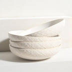 22 Oz Pasta Bowls Set of 4, Large Ceramic Serving Bowls, 8 inch Porcelain Embossed Bowl for Salad, Soup, Fruit, Rice, Desserts, Ramen, Housewarming Present, Kitchen Decor, Dishwasher Safe