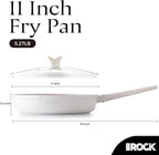 THE ROCK SOHO 11-Inch Non Stick Frying Pan with Lid–Nothing Sticks, Never Warps, Lasts Longer, Ceramic Non Toxic Skillet with Heat-Resistant Handle, PTFE PFOA&PFAS Free, Dishwasher Safe, Cream