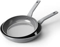 Sanho Diamond-Titanium Ceramic Nonstick Fry Pan Set, 10in & 12in Frying Pans, PFAS PFOA PTFE Free, Dishwasher Safe & Induction Compatible Cookware with Cool-Touch Handle, Gray