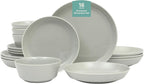Gibson Home Summer Shades 16 Piece Plates and Bowls Dishes Service for 4 Porcelain Dinnerware Set - Grey