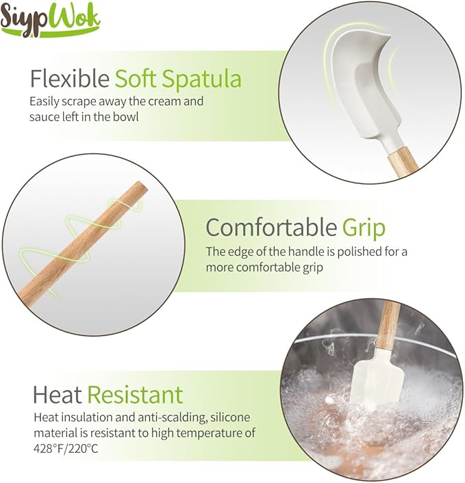 Silicone Spatula Set, Food Grade Rubber Spatula-4 Piece Nonstick Rubber Spatulas, Spoonula, Jar Scraper for Cooking, Baking, Mixing, Frosting - Heat Resistant Up to 600°F (4 Pcs Spatula White)