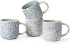 MONITO 12 OZ Coffee Mugs Set of 4, Ceramic Coffee Mugs,Modern Coffee Mugs Set with handle for Tea/Latte/Cappuccino/Milk/Cocoa. (BLUE, 4 Count（Pack of 1)