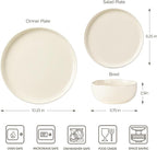 TheTerra Ceramic Dinnerware Sets for 4, 12 Pieces Porcelain Lightweight Plates and Bowls Sets, Scratch Resistant Dish Set, Oven & Microwave & Dishwasher Safe, Ivory Speckled