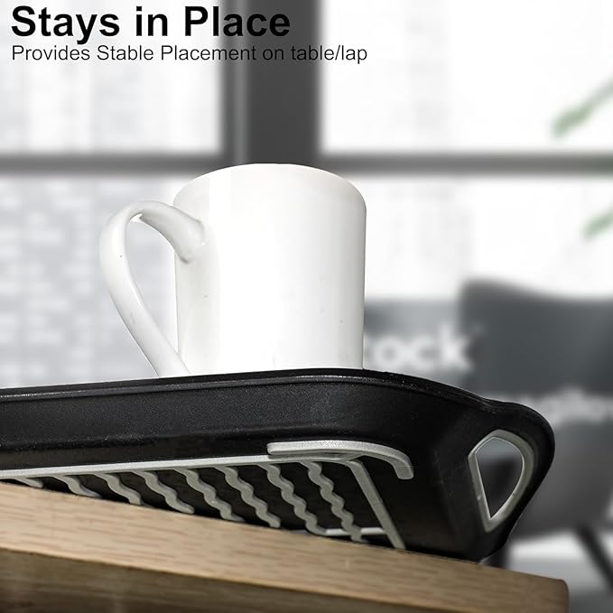 ECOIOU Larger Nonslip Food Serving Tray, 17.9'' x 12'' Grippy Handles Surface Bottom Design, Perfect Trays for Eating, Lap, TV, Couch, Black & White, Set of 2