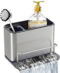 Kitchen Sink Organizer Stainless Steel, Stainless Steel Kitchen Sink Organizer, Compact Multi-Compartment Caddy for Sponges, Brushes & Cleaning Supplies, Rust-Resistant, Easy to Clean