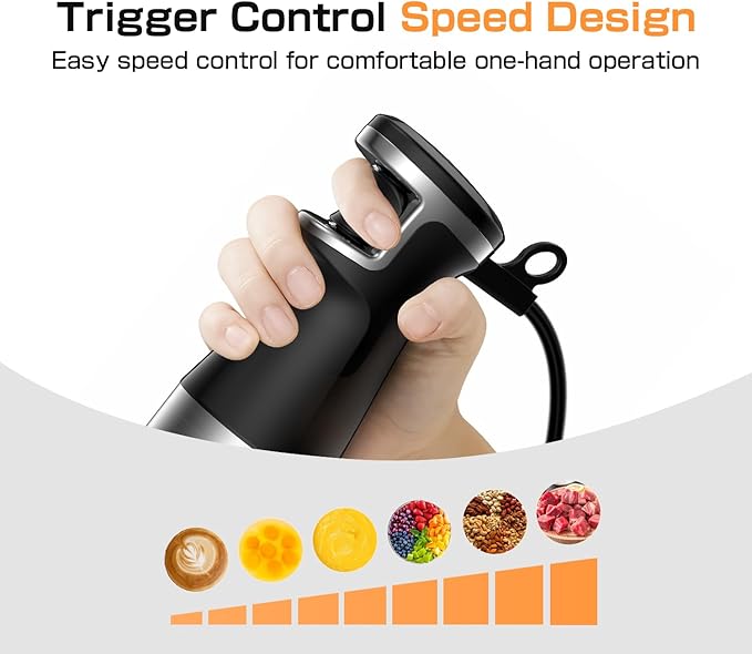 Immersion Blender Handheld 1100W - 3 in 1 Hand Blenders Set with Trigger Speed Control Emulsion Stick with Whisk and Milk Frother, Emulsifier for Kitchen for Soup, Smoothie, Puree