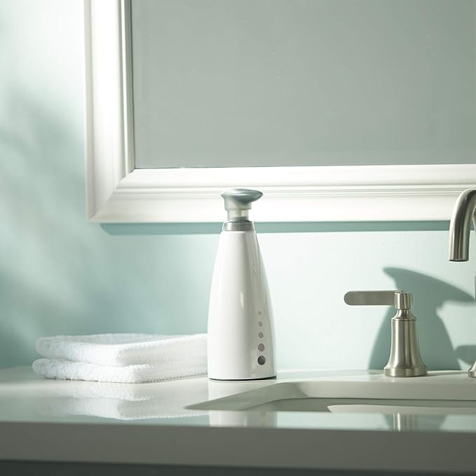 Casabella Sink Sider Soap Pump Bottle 14-Ounce Multipurpose Dispenser with Soap Filling Funnel, White