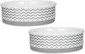 Bone Dry Ceramic Pet Collection Chevron, Large Set, 7.5x2.4, Gray, 2 Piece