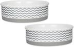 Bone Dry Ceramic Pet Collection Chevron, Large Set, 7.5x2.4, Gray, 2 Piece