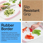 GORILLA GRIP BPA-Free Reversible Kitchen Cutting Board Set of 3, US Designed, Nonporous, Juice Grooves Catch Liquid, Slip Resistant Border, Dishwasher Safe, Durable Large Food Chopping Boards, Pink
