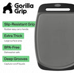 GORILLA GRIP BPA-Free Reversible Kitchen Cutting Board Set of 3, US Designed, Nonporous, Juice Grooves Catch Liquid, Slip Resistant Border, Dishwasher Safe, Durable Food Chopping Boards, Gray Black