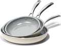 Kikcoin Non Stick Frying Pans, 3 Pack Ceramic Frying Pan for Cooking, 8+9.5+11 Inch Omelette Pans Set with Stay Cool Handle, Induction Ready, Free of PFAS PFOA PTFE, Oven/Dishwasher Safe