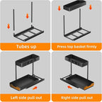 Simple Trending 2 Tier Under Sink Organizers and Storage, Multi-Purpose Pull Out Bathroom Cabinet Organizer, Stackable Kitchen Pantry Organization, Black, 2 Pack