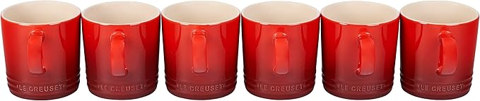Le Creuset Stoneware Set of 6 London Mugs, 12 oz. Each, Cerise