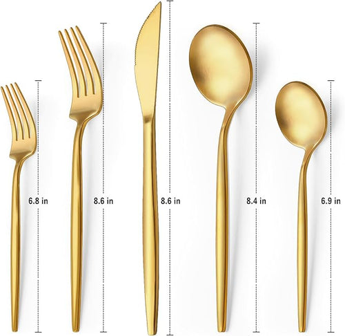 60-Piece Gold Silverware Set, Flatware Set for 12, Food-Grade Stainless Steel Cutlery, Includes Spoons Forks Knives, Kitchen Cutlery for Home Office Restaurant Hotel