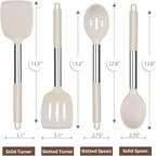 E-far Cooking Utensils Set of 4, Silicone Kitchen Utensils for Non-stick Cookware, Heat Resistant & Non-toxic Slotted Spatula Solid Spoon Turner for Flipping Mixing Serving Basting(Khaki)