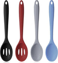 Boao 4 Pcs Silicone Spoons for Cooking 10.6 Inch Large Nonstick Serving Spoons Heat Resistant Slotted Spoon for Mixing & Stirring Kitchen Cooking Utensils, Dishwasher Safe(Mixed Colors)