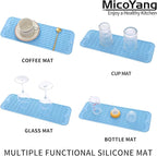 MicoYang Silicone Dish Drying Mat for Multiple Usage,Easy clean,Eco-friendly,Heat-resistant Silicone Mat for Kitchen Counter,Sink,Bar,Bottle,or Cup Light Blue M 17 inches x 6 inches