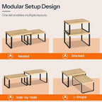 HOOBRO Spice Rack Set of 2, Kitchen Counter Organizer, Kitchen Storage, Cabinet Organizer Shelf, Nest, Stackable, Side-by-Side & L-Shape for Cabinet, Kitchen,Bathroom, Natural and Black BN33TL01