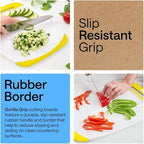GORILLA GRIP BPA-Free Reversible Kitchen Cutting Board Set of 3, US Designed, Nonporous, Juice Grooves Catch Liquid, Slip Resistant Border, Dishwasher Safe, Durable Large Food Chopping Boards, Yellow
