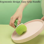 Dish and Pot Cleaning Brush with Holder Kitchen Cleaner Dish Scrub Brushes Dishes Pots Pans Cleaning Tool- 3 Replaceable Brush Heads