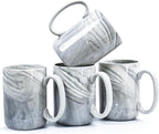 Coffee Mugs Set of 4,16 OZ Large Marble Ceramic Tea Cups with Big Handle,Bulk Grey Marble Diner Mugs Set for Latte, Beer,Cappuccino,Microwave Dishwasher Safe Cup for Men Women Gift