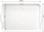Cedilis 3 Pack Serving Trays with Handles, 16 x 11IN Food Serving Tray, Rectangular Plastic Stackable Tray for Restaurant, Parties, Coffee Table, Kitchen (White)