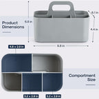 Multiuse Caddy Organizer with Handle, Portable Divided Plastic Tote Bin - Art Craft, Stationary Pen Marker Crayons, Makeup Hair Supplies Storage - Bathroom, Classroom, Dorm, Office, Desk Holder - Grey