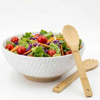 Large Ceramic Dinner Bowl - Handmade Salad Bowl Set, 58 oz. Dishwasher and Oven Safe, Vanilla White 9.5 inch”