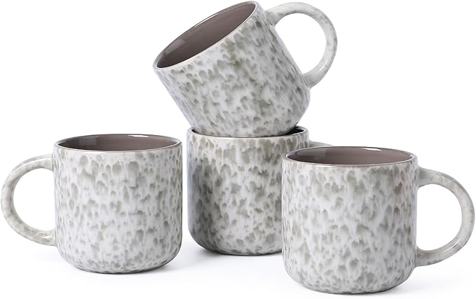 MONITO 12 OZ Coffee Mugs Set of 4, Ceramic Coffee Mugs,Modern Coffee Mugs Set with handle for Tea/Latte/Cappuccino/Milk/Cocoa. (Beige-brown, 4 Count（Pack of 1）)