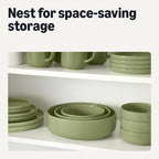 Amazon Basics Glazed Stoneware Serving Bowls, 3-Piece Set, Dishwasher-Safe, Microwave-Safe, Olive