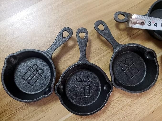 HAWOK Cast Iron Mini Skillet with wishing card gift bag DIA. 2.75 inch Set of 6 Black…