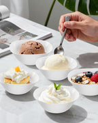 bUCLA 50Pack White Plastic Small Bowls - 8oz Disposable Ice Cream/Salsa/Dipping/Dessert/Sauce/Small Serving Bowls for Party
