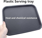 12 Pack Cafeteria Trays, 13 x 10 Inch Plastic Fast Food Serving Trays, Restaurant Black Stackable Serving Platter for Kitchen, Party, Dining