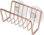 Soap Sponge Holder for Kitchen Sink Shower, No Drilling. Rustproof Stainless Steel, Wall Mounted Soap Holder Soap Tray Bar Holder with Suction Cups for Bathroom & Kitchen. Rose Gold.